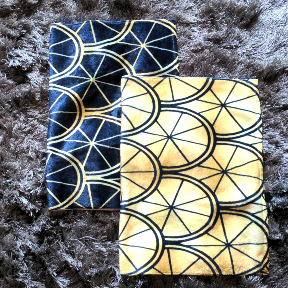 Two art deco microfiber hand towels